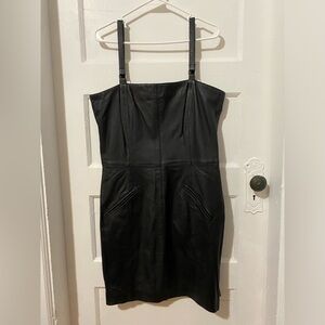 Elegant Black Leather Dress - Plus Size Vintage